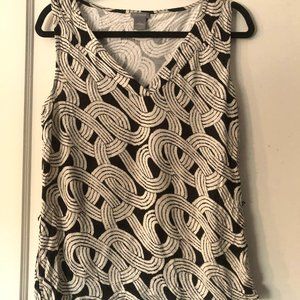 Ann Taylor Geometric Blouse W/ Tie Front (Large)